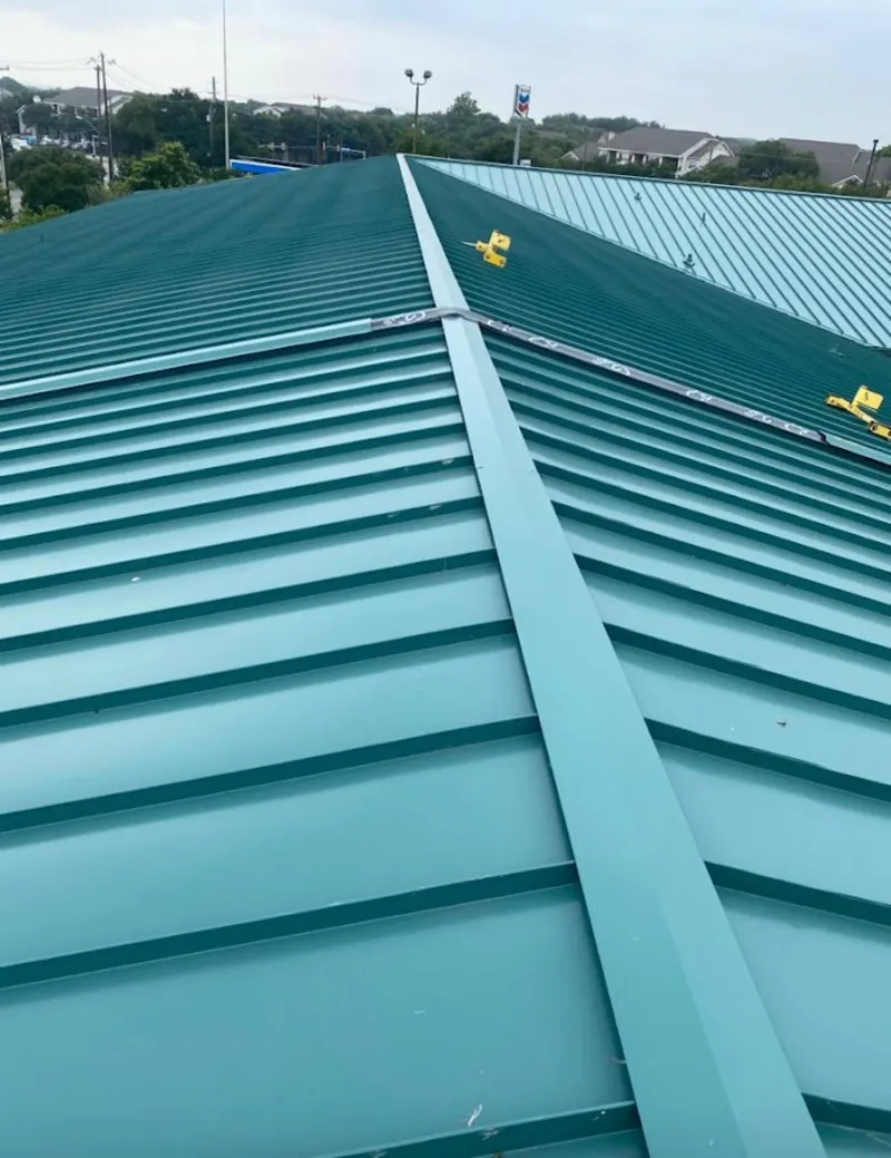Green commercial metal roof ridge and valley for Metal Roof Repair in Willoughby Hills